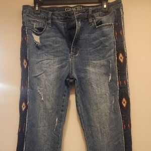 Grace Denim Jeans with Patterned Accents